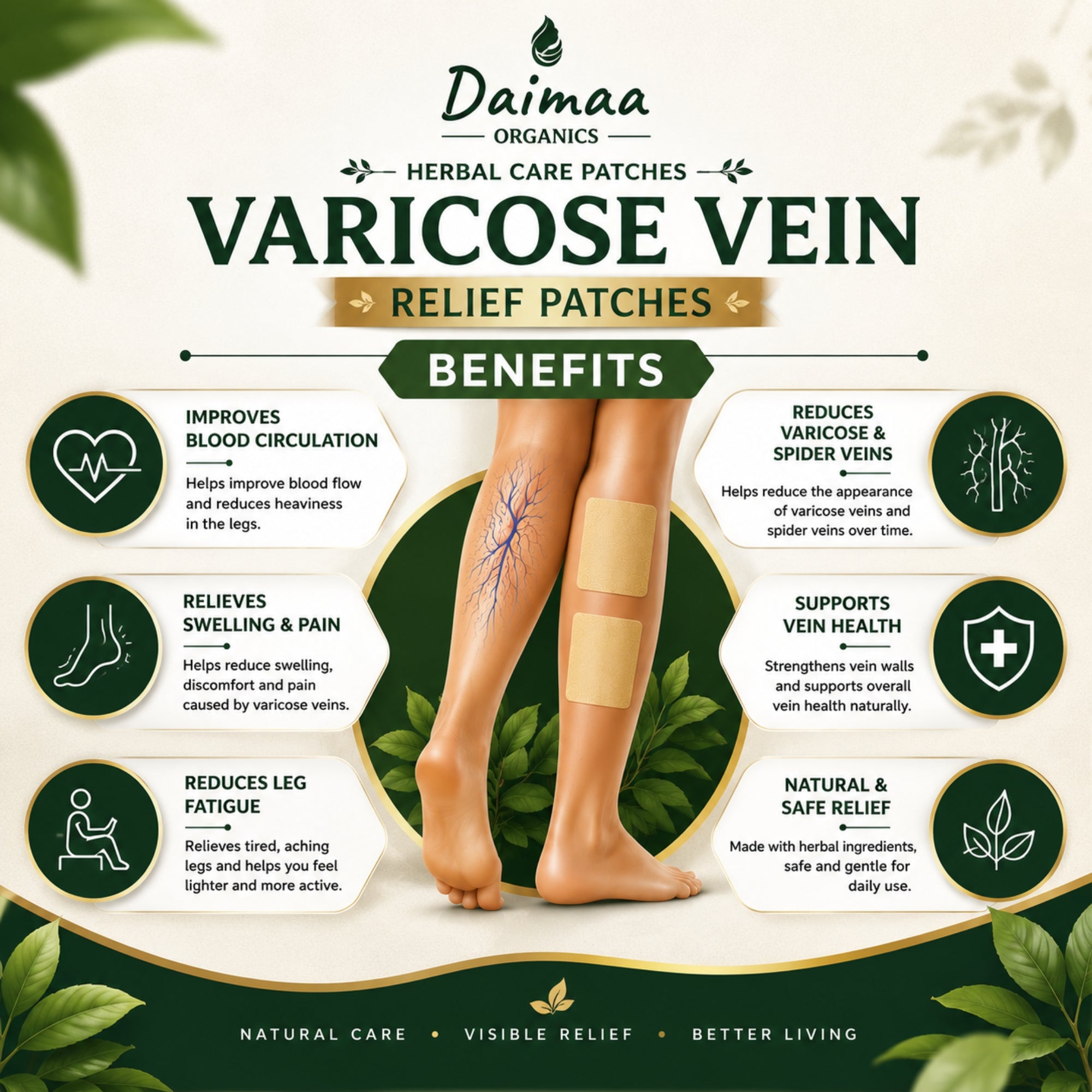 Varicose Vein Patch for Men & Women Skin-Friendly Adhesive Patches (10 PATCHES )