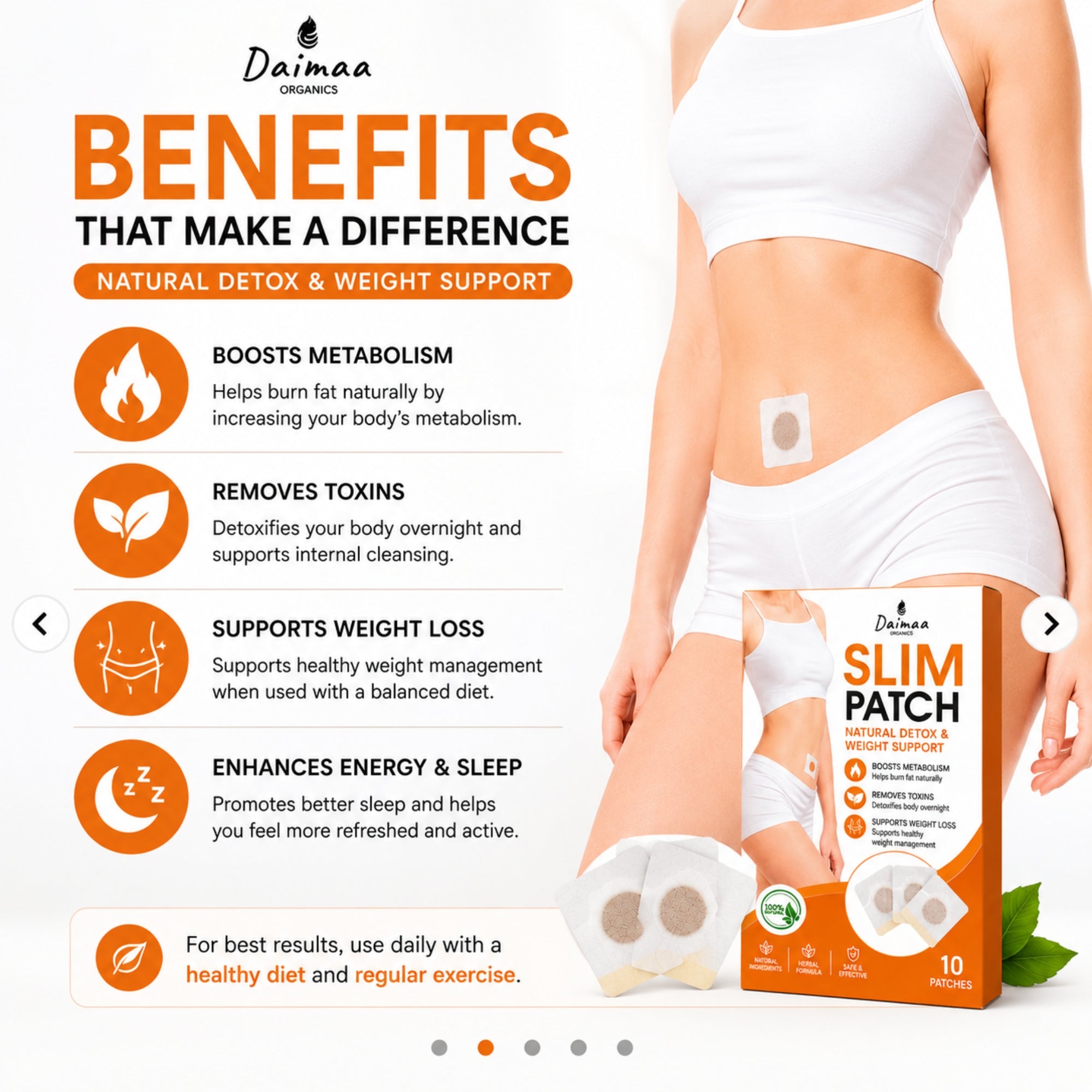 Daimaa Organics Herbal Slim Patch for Men & Women ( 10 Patches )