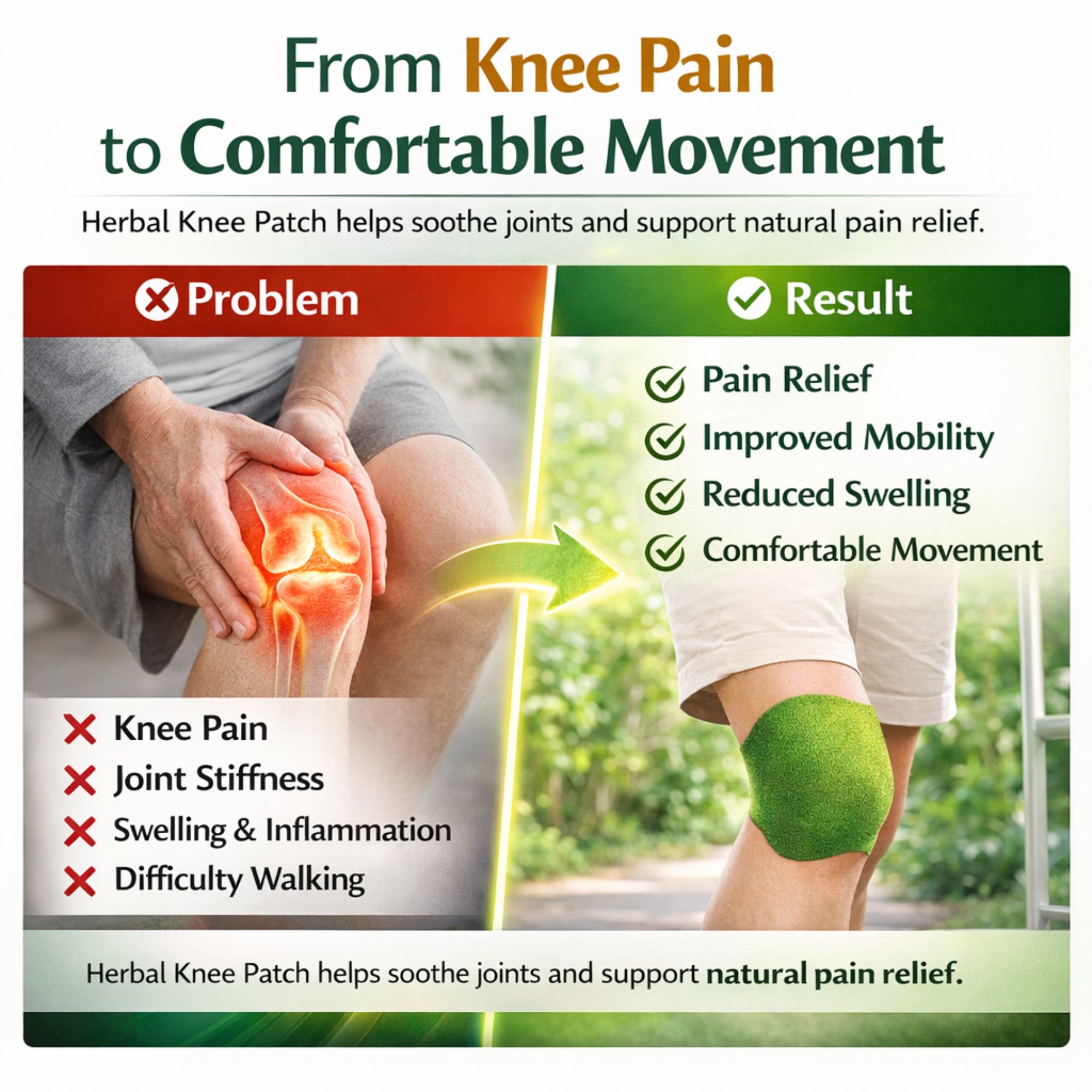 Herbal Knee Patch for Men & Women Comfortable Daily Knee Care ( 10 PATCH )