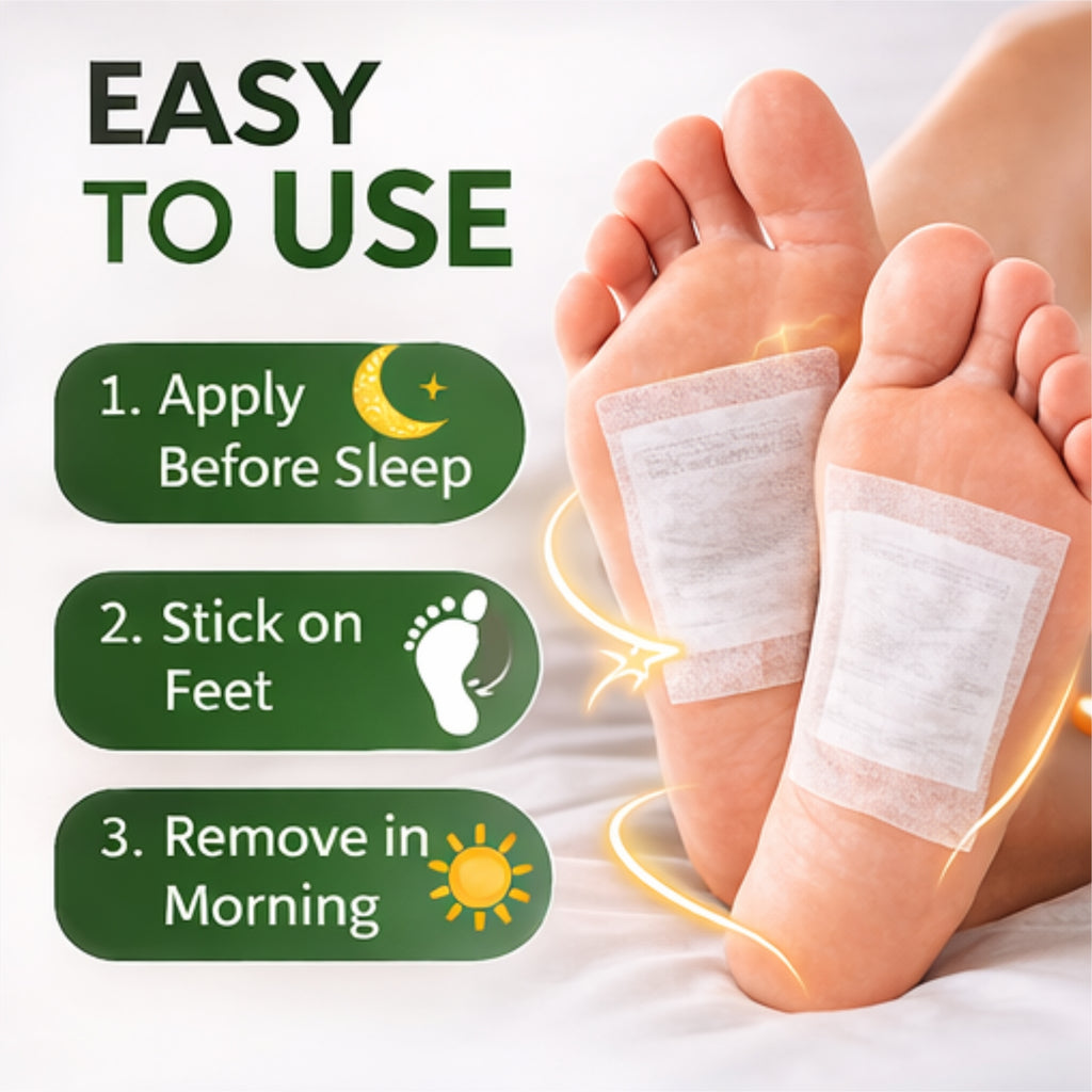Herbal Foot Detox Pads for Toxin Removal | Pain Relief Foot Patches for Feet Cleansing | Natural Ingredients for Sleep Aid | Overnight Use | Toxin Removal with Bamboo Vinegar( 10 PATCH )